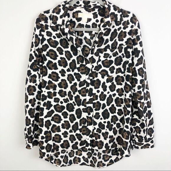 MICHAEL KORS | Animal Print Leopard Button Down Shirt Medium - Picture 1 of 8